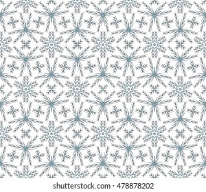 pattern of winter snowflakes. New year series. Blue, black. Seamless vector illustration. For the design, printing and presentations.