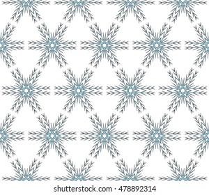 pattern of winter snowflakes. New year series. Blue, black. Seamless vector illustration. For the design, printing and presentations.