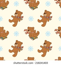 Pattern with winter teddy bear