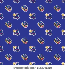 Pattern witch hat, magic wand and magic spellbook. Halloween witch concept. Witchcraft, magic, sorcery, fairy tale, halloween seamless pattern