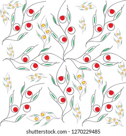 The pattern, without a background, for the design of websites, building walls. The image of a branch of a plant and berries, is used for a pattern.