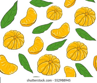 Pattern witn tangerines for textile. cards, wallpaper, wrapping paper and etc.