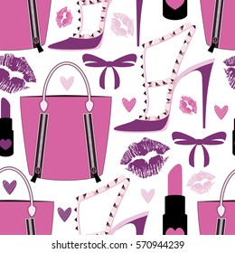 Pattern for woman.Fashion seamless vector print.Spring textile texture for beauty girl.