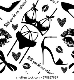 Pattern for woman.Seamless vector valentines print.Textile texture
