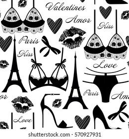 Pattern for woman.Seamless vector valentines print.Textile texture