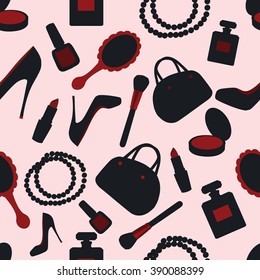 Pattern. Women's accessories . Vector. Background .