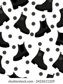 Pattern of women's boots on white background.
