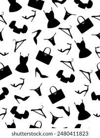 Pattern of women's clothes on white background.