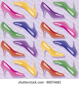 Pattern women's shoe - An illustration with several women's shoes of different colors