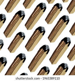 Pattern. Wooden sticks of Palo Santo incense from Latin America. Stylized vector illustration.