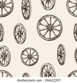 pattern of wooden wheels