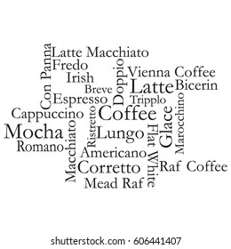 pattern of words for cafe