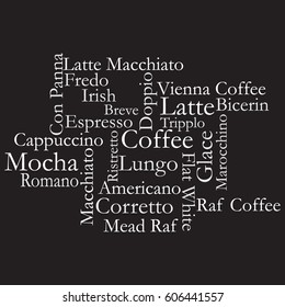 pattern of words for cafe