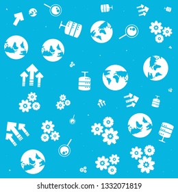 pattern of world planet with data center and icons
