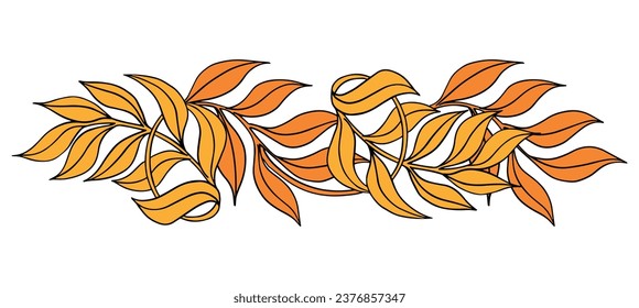 Pattern of woven branches. Vector. Leaf ornament in Art Nouveau style. Composition for registration of greetings, congratulations, wedding cards.