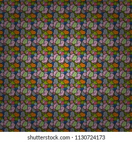 Pattern for wrapping, cover. Wedding Romantic Love Graphics. Seamless Hand Drawn Doodles. Sketch Valentine. Elements on purple, orange and black colors. Typography lettering poster. Vector.