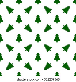 Pattern for wrapping paper. Green Christmas tree on a white background.