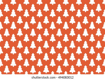 Pattern for wrapping paper. White Christmas tree on red background.