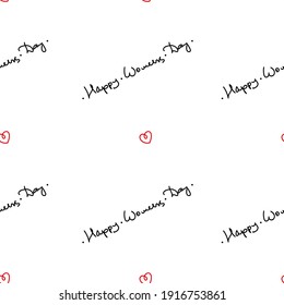 Patrón para envolver papel para el Día de la Mujer. Ilustración vectorial de corazones y letras de felicitación. Icono dibujado a mano y símbolo para papel pintado, envoltura, tela, textil. Elementos de diseño Doodle. 