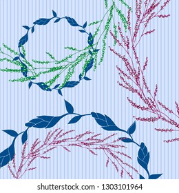 Pattern with wreaths of flowers and plants. Abstract texture for your design, advertising, posters, tiles, cards.