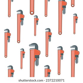 Pattern, wrench, adjustable, red fireman's wrench, white background.