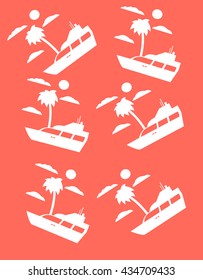 Pattern of yacht palm clouds and sun