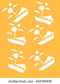 Pattern of yacht palm clouds and sun