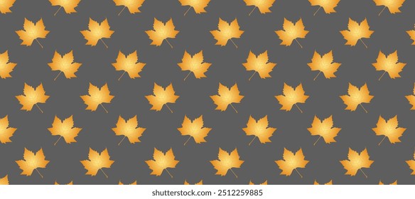 Patrón con hojas de otoño amarillo en el fondo gris