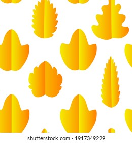 Pattern with yellow autumn leaves on a white background. Simple vector illustration in color.