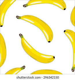 pattern with yellow bananas on a white background