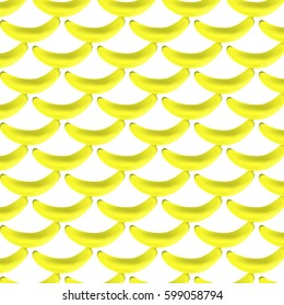 a pattern of yellow bananas on a white background 