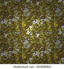 Pattern yellow, black and brown on colors. Seamless Cute fabric pattern. - stock. Abstract doodles pattern. It can be used on mug prints, baby apparels, wallpaper, wrapping boxes etc. Vector sketch.