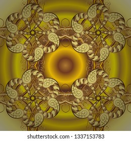 Pattern yellow and brown on colors. - stock. Seamless Cute fabric pattern. It can be used on mug prints, baby apparels, wallpaper, wrapping boxes etc. Vector illustration. Abstract doodles pattern.