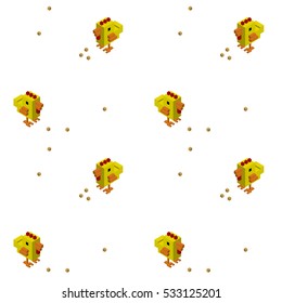 pattern yellow chicken eggs isometric background domestic kids textile fabric with dots