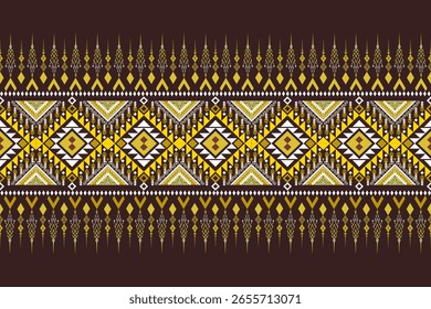 Padrão em creme amarelo e marrom em um fundo marrom escuro 