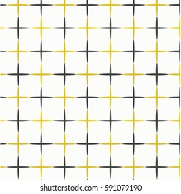 Pattern, yellow and dark cross on white background.
