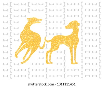 pattern with yellow dogs bones