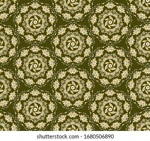 pattern with yellow flowers in folk style
