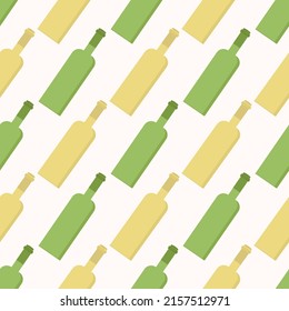 Pattern of yellow and green bottle on light background