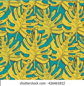 pattern of yellow leaflet on the background. in style Sketch.