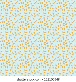 Pattern  yellow leaves on a blue background