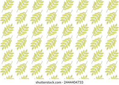Pattern with yellow leaves  on white background, vector illustration