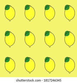 Pattern with yellow lemons. Flat design. Vector illustration. The concept of summer, healthy food and the treatment of colds.