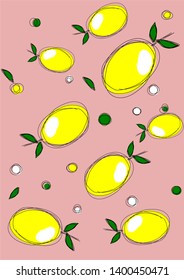 Pattern of yellow lemons with pink background