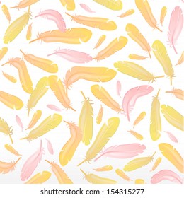 Pattern with yellow, orange and pink feathers, trimmed at the edges