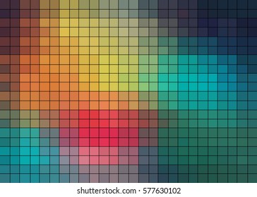 pattern of yellow orange red brown purple turquoise pink cubes / pattern of colored cubes