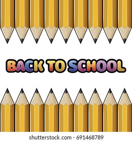 Pattern yellow pencil and colored text back to school.