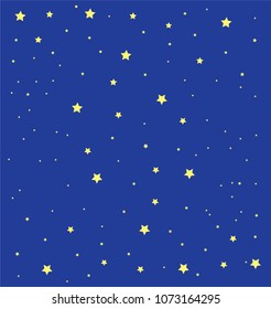 Pattern with yellow stars on dark blue background. Vector illustration design for textile, wallpaper, web, fabric. Galaxy star
