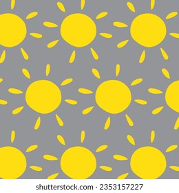 pattern of yellow sun vector illustration isolated on gray background