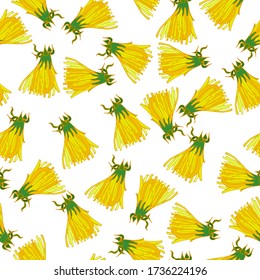 Pattern of yellow unopened dandelions for design